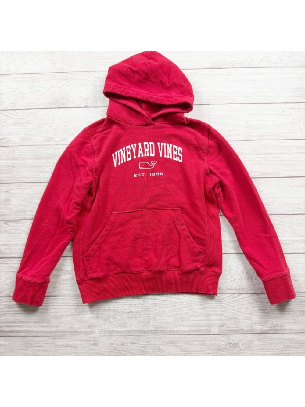 Vineyard Vines Kids Red Hoodie Sweatshirt Printed Logo Pullover L 16